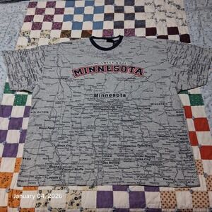 Vintage Minnesota State Road Map All over Print T Shirt AOP SZ 2XL State of Mine